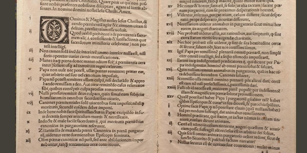 The first pages of the 1517 Basel edition of Luther’s 95 Theses